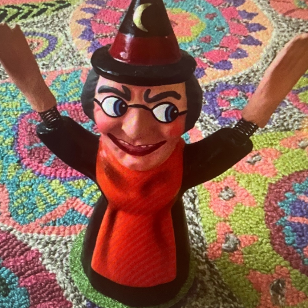 Vintage Ino Schaller Wiggle Hands Witch Candy Container